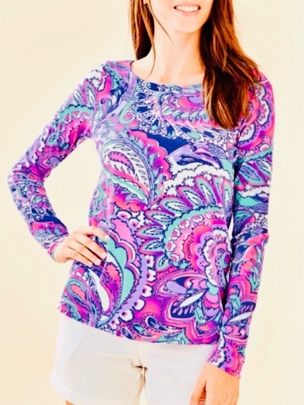 Lilly Pulitzer Tristan Pink Tropics Mermaids Call Top